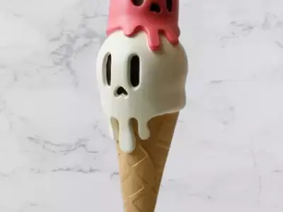 Ice Cream Skull Figure Fan Art Toy  3D print model