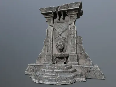 Lion fountain Low-poly 3D model