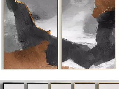 Plaster Two Photo Frame 224 Low-poly 3D model