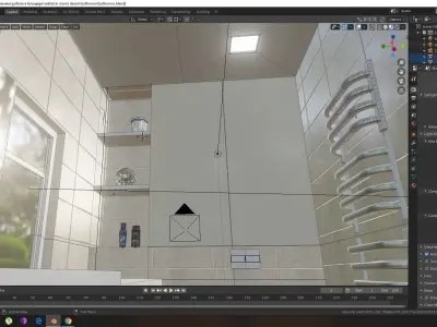 Realistic modern bathroom  Low-poly 3D model
