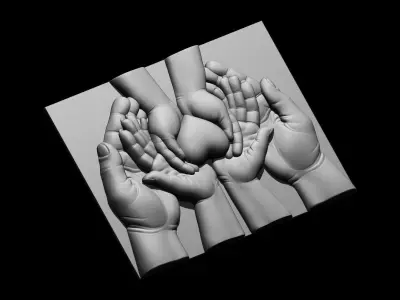 Heart in hand 3D print model 3D print model