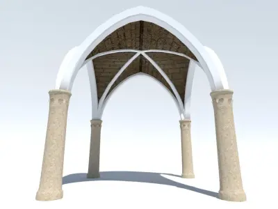 Ancient Cross Vault with Columns Low-poly 3D model