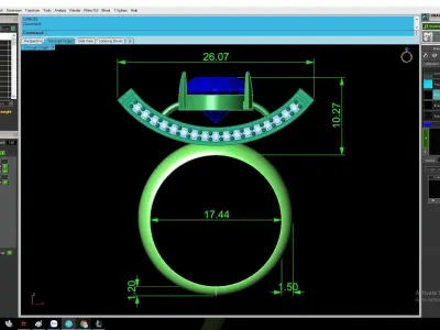 Contemporary Emerald and Diamond Statement Ring for Women  2895 3D print model