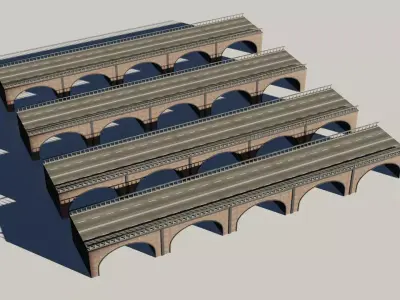 3D model low poly bridge adapted for videogames 4 lod Low-poly 3D model