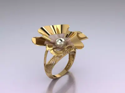 Plain gold filigree ring  3D print model
