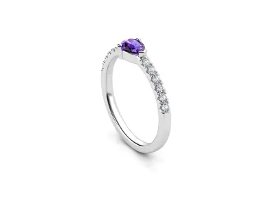 ZDR048 amethyst and diamond ring 3D print model
