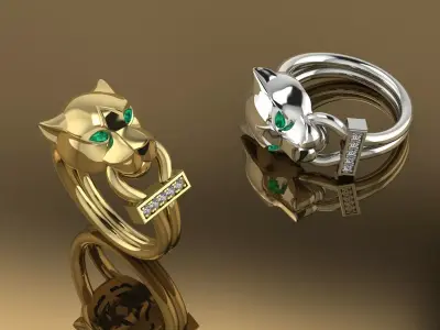 Panthere Ring Gold  3D print model