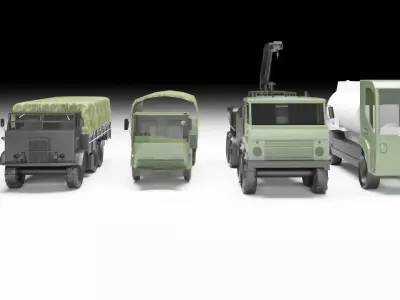 army vehicles package Low-poly 3D model