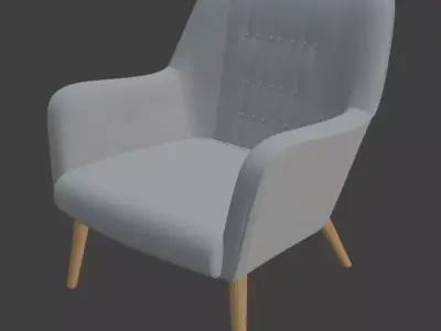 Scandinavian Grey Tufted Armchair 3D model