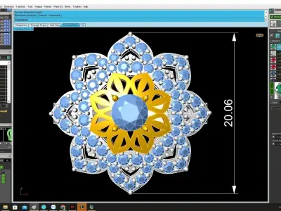 Luxury Floral Halo Diamond Gemstone Ring 3D Model  4427 3D print model