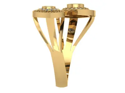 Round halo eye cutted ring 3D print model