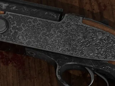 OLD Decorated Shotgun with ornament  PBR GAME-READY Free low-poly 3D model