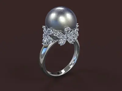ring-02 tahitian pearl ring 3D print model