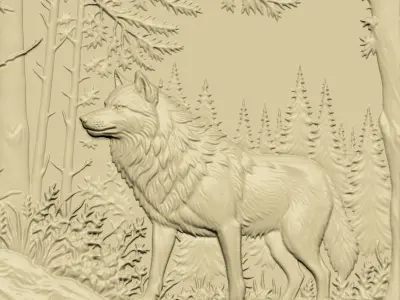 A Wolf in the Forest A116 3D print model