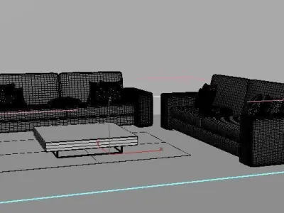 Realistic Modern Sofas And Minitable Low-poly 3D model