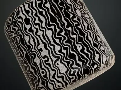 Black and Silver Damascus Patterned Metal PBR Seamless Texture