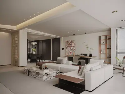 Modern living room dining room interior scenes 170 3D model