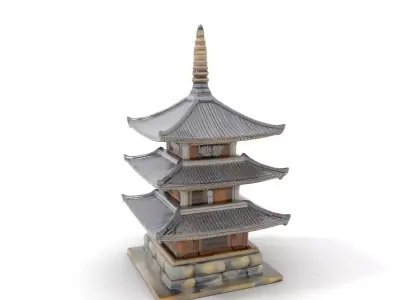 Traditional Pagoda Architecture model pack Low-poly 3D model