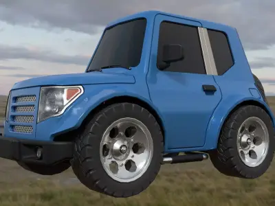 Low poly rigged stylized off-road car Low-poly 3D model