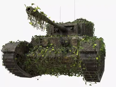4K realistic low poly abandoned tank 3D model