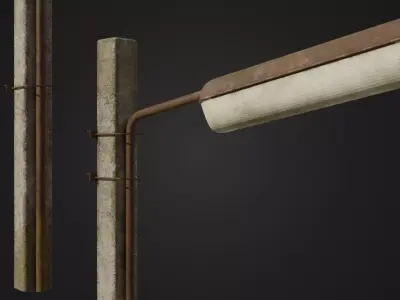 Old worn streetlight 09 Low-poly 3D model