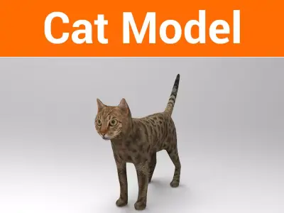 3D Cat game ready low poly model bengal Low-poly 3D model