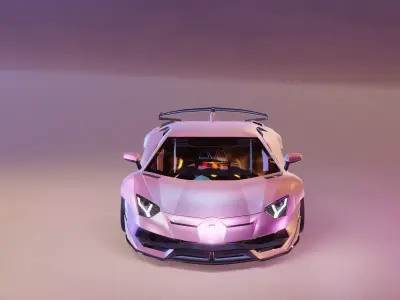 PINK Car 3D Blender File 3D model 3D model Low-poly 3D model