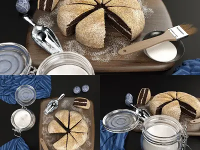 Decorative Kitchen Cake Set 3D model