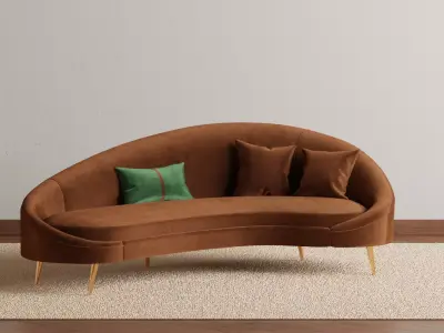 Curved High-low Back Sofa 3D model