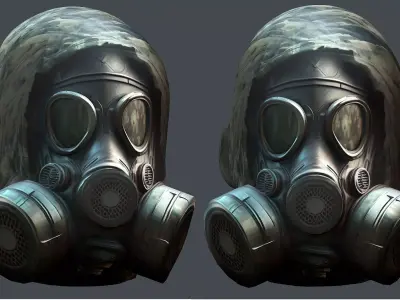 Gas mask helmet 3d model military combat Low-poly Low-poly 3D model 16