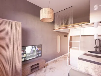 Boho apartment interior project 3D model