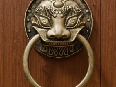 Chinese Style Beast Head Door Knocker 4 - Low Poly PBR Model Low-poly 3D model