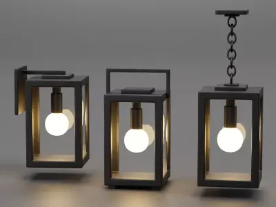 Modern Lantern Collection Low-poly 3D model
