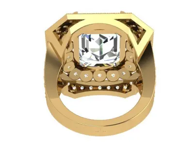 Emerald Halo Ring 4163 3D print model