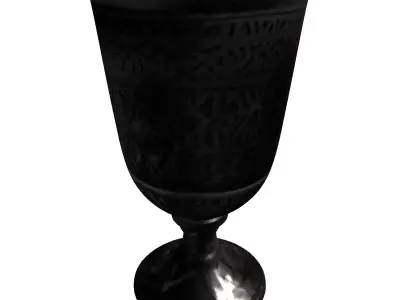 Ornate Silver Engraved Goblet Chalice Low-poly 3D model