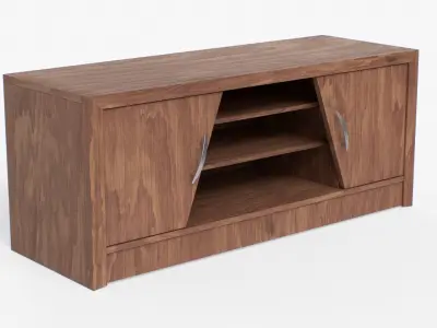 TV stand by Yuko in walnut finish Low-poly 3D model