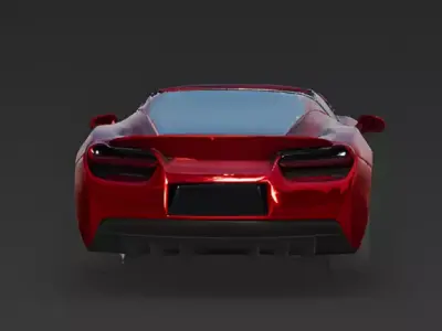 Open-Top Red Supercar 3D Model Low-poly 3D model
