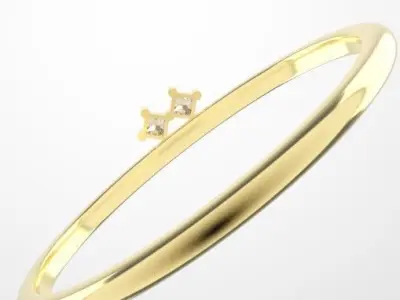 Simple Princess Cut Gemstone Ring Free 3D print model