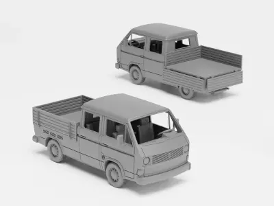 VW T3 Doka Double-cab - H0 scale van model kit 3D print model