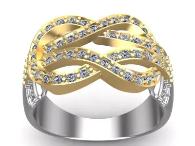 Diamonds Bend Ring 3D print model