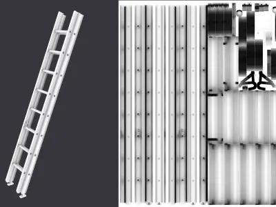 24 foot Aluminum Extension Ladder Low-poly 3D model