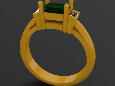 Solitaire Ring Esmerald 3D print model