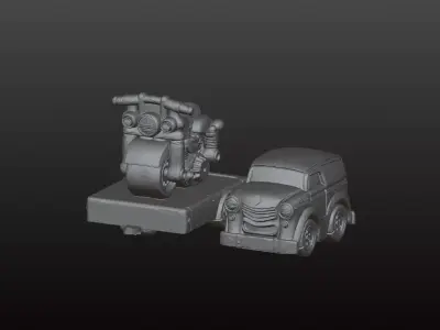 Harley Tow Car Articulated and fixed stl included  3D print model