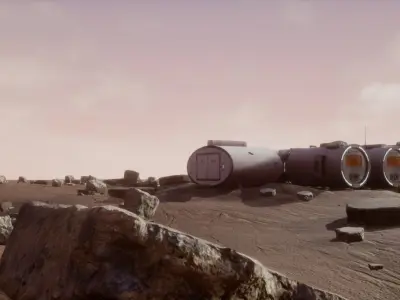 Space Mars Colony Scene 8K Textures and UnrealEngine Scene Low-poly 3D model