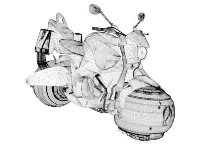 SciFi hover-bike motorcycle - simple stylized textured Free 3D model