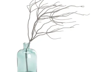 Glass vase with twigs 3D model