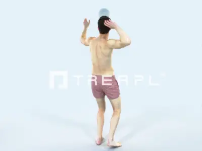 Virtue 04I Beach Serving Sports Man Low-poly 3D model