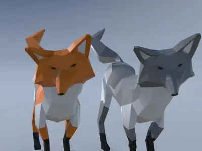 Game Ready Low Poly Animated Fox  Low-poly 3D model