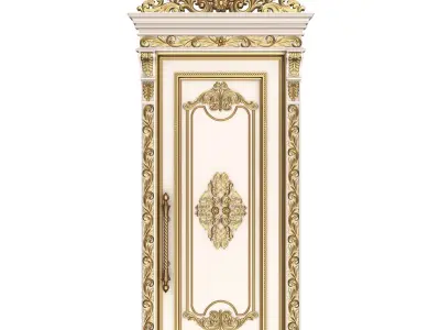 Carved Door Classic 01402 White Low-poly 3D model