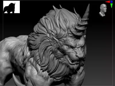 lion variation sacred beast Biology 3D model